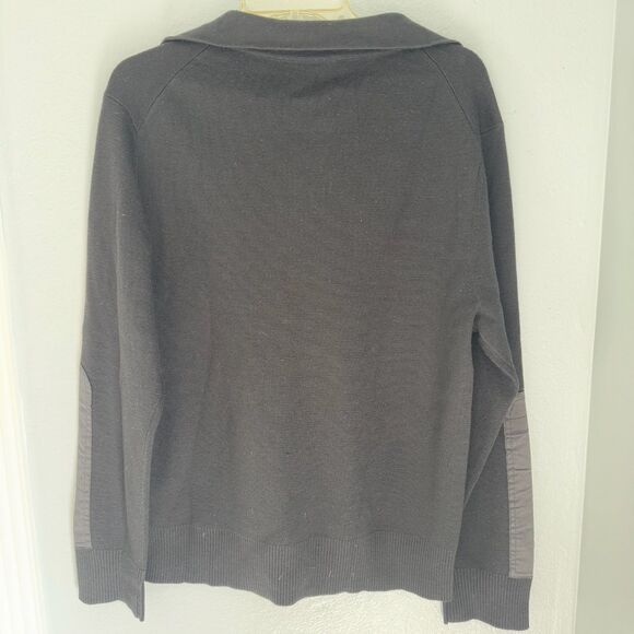 Theory Men's Sweater Black Quarter Zip Wool Cut And Sew Large - Picture 2 of 8